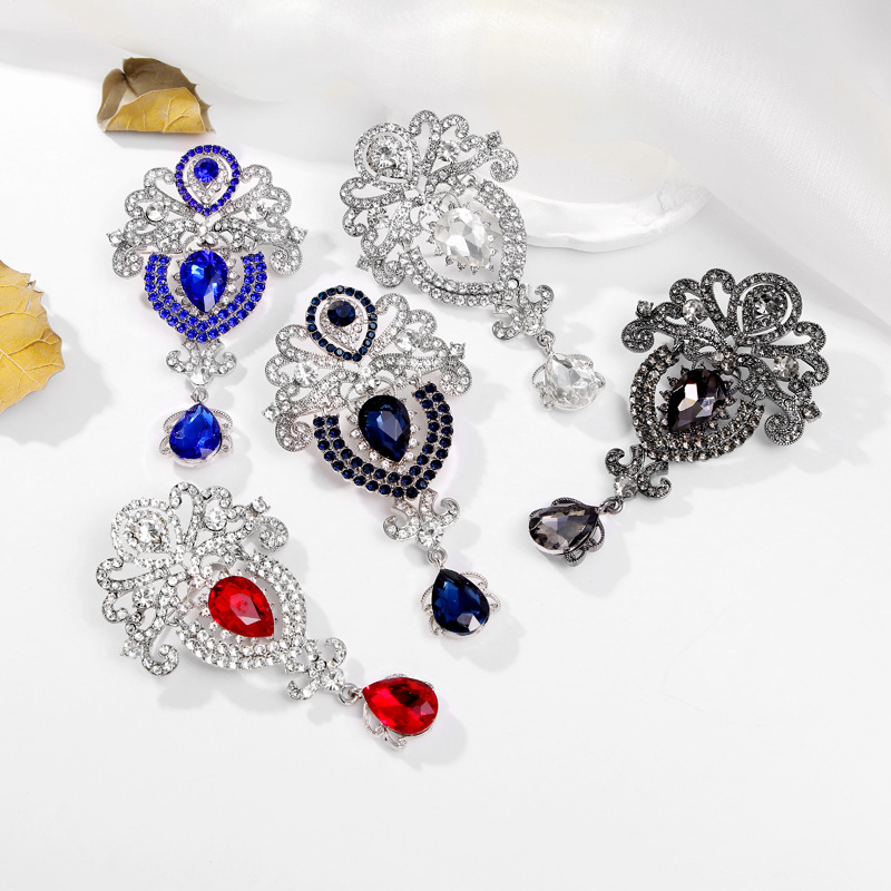 Wholesale Teardrop Crystal Brooch, Rhinestone Decor Lapel Pin