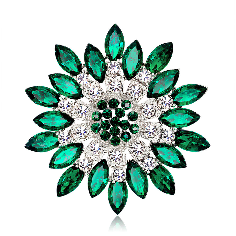 Wholesale Multi-layer Rhinestone Flower Brooch, Crystal Floral Lapel Pin