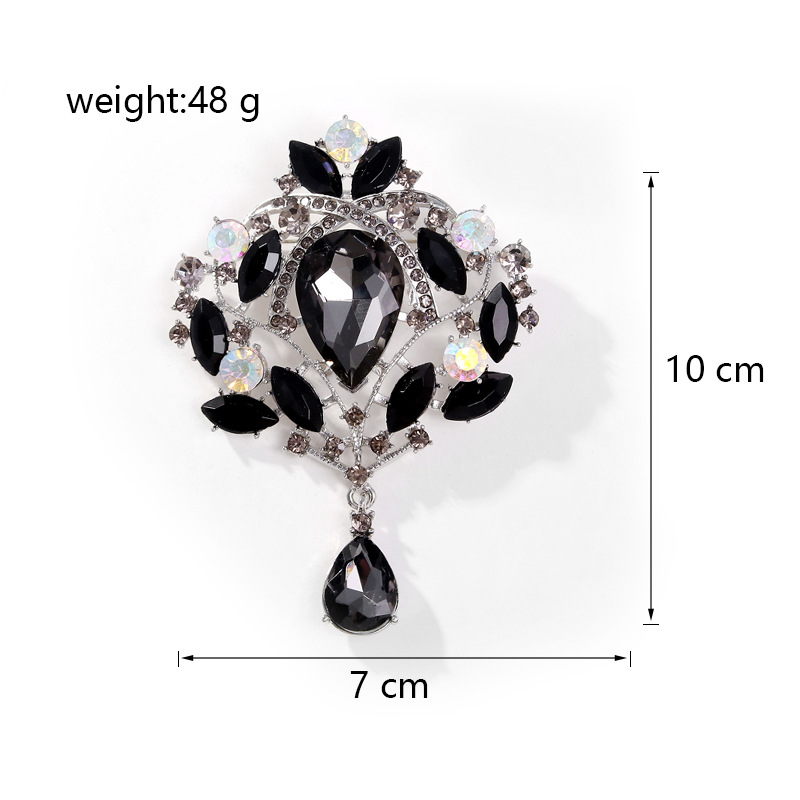 Wholesale Courtly Vintage Rhinestone Brooch, Teardrop Crystal Lapel Pin