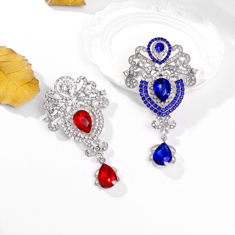 Wholesale Teardrop Crystal Brooch, Rhinestone Decor Lapel Pin