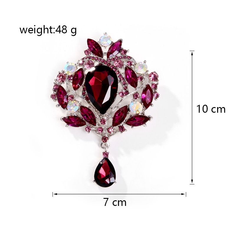 Wholesale Courtly Vintage Rhinestone Brooch, Teardrop Crystal Lapel Pin