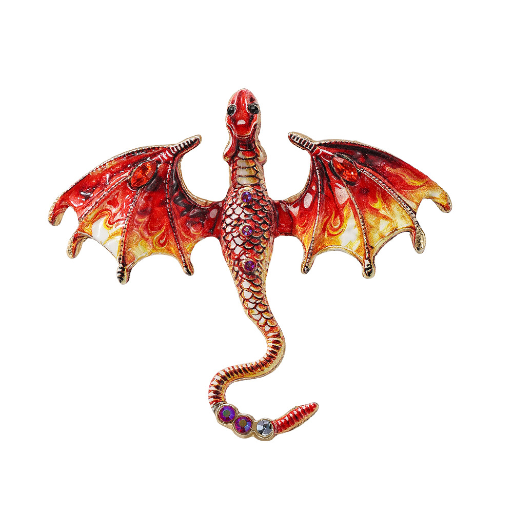Wholesale Flying Dragon Enamel Brooch, Animal Rhinestone Lapel Pin