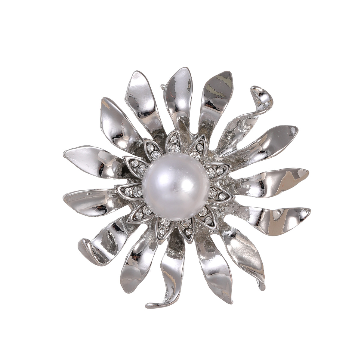 Wholesale Sunflower Brooch & Lapel Pin, Rhinestone Flower Pearl Pin