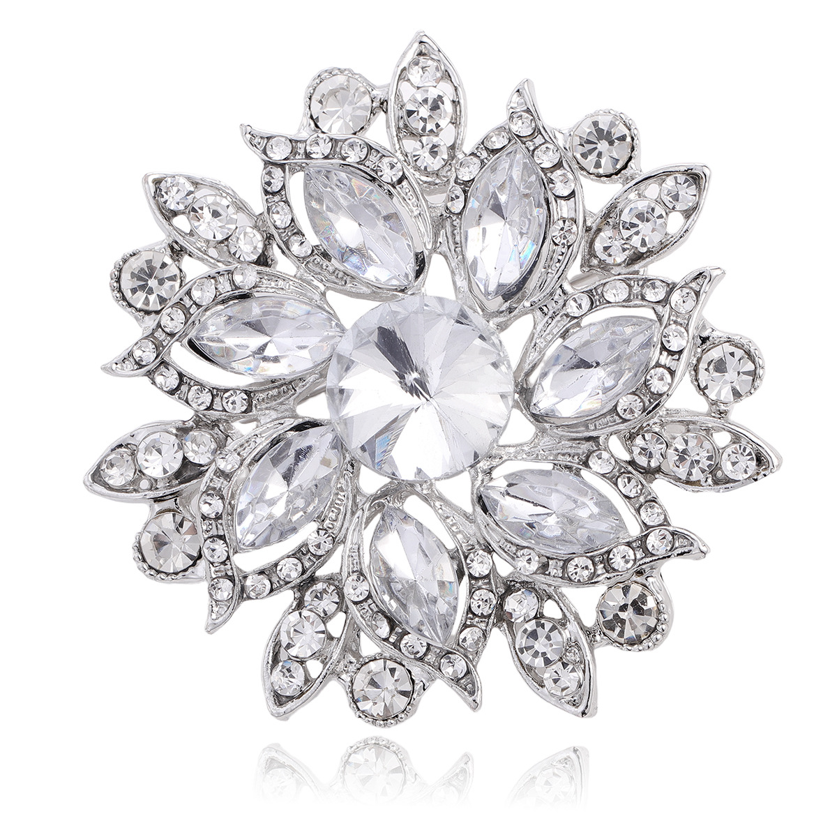 Wholesale Crystal Flower Brooch, Multi-color Rhinestone Lapel Pin Jewelry