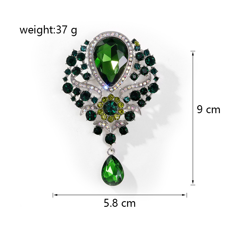 Wholesale Teardrop Rhinestone Brooch, Vintage Crystal Lapel Pin for Women
