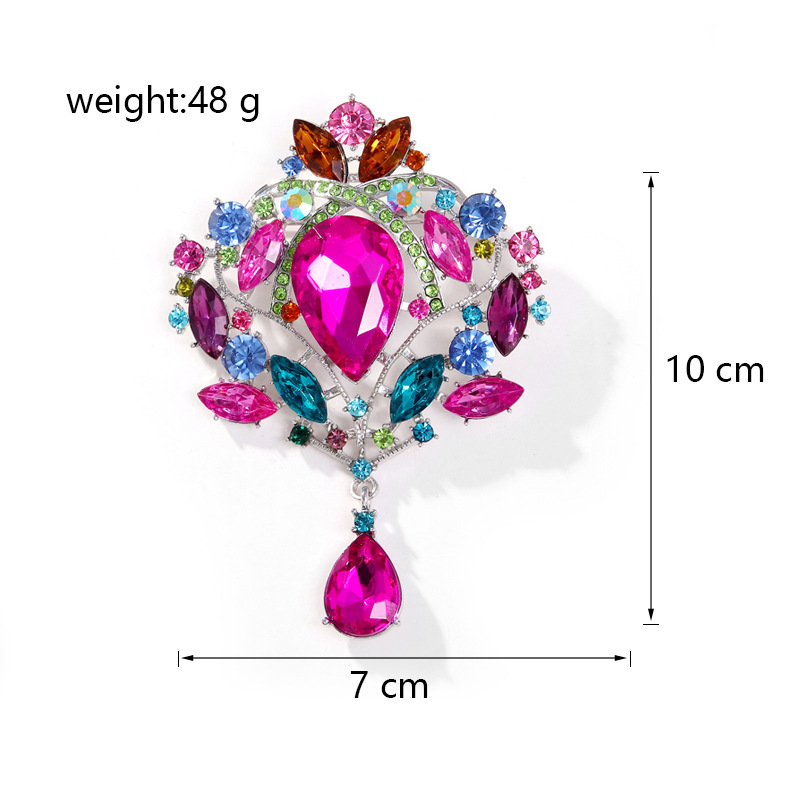 Wholesale Courtly Vintage Rhinestone Brooch, Teardrop Crystal Lapel Pin
