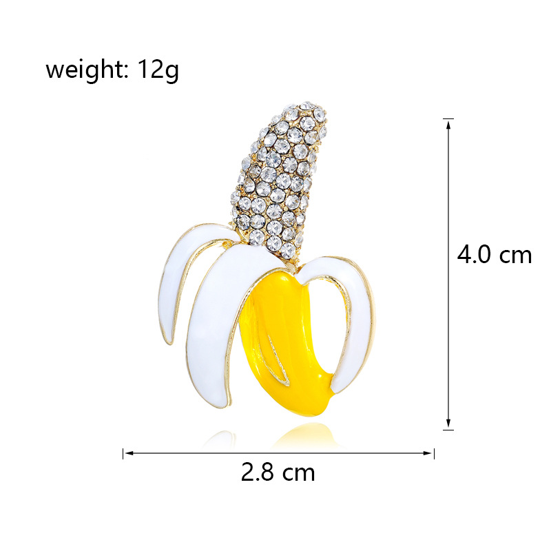 Wholesale Banana Shape Brooch, Cute Enamel Rhinestone Lapel Pin