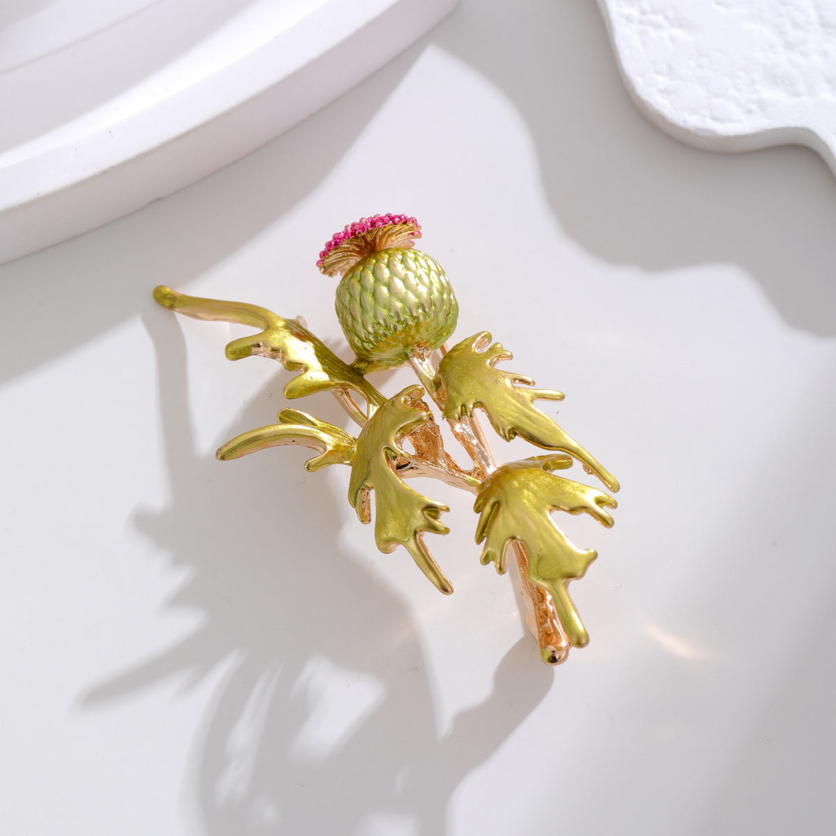Wholesale Enamel Thistle Brooch, Vintage Floral Lapel Pin Ornament