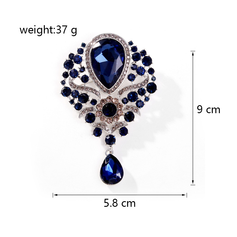 Wholesale Teardrop Rhinestone Brooch, Vintage Crystal Lapel Pin for Women