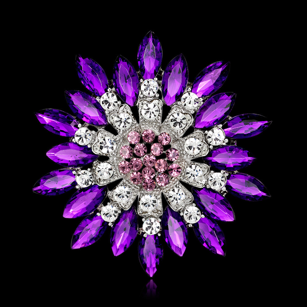 Wholesale Multi-layer Rhinestone Flower Brooch, Crystal Floral Lapel Pin