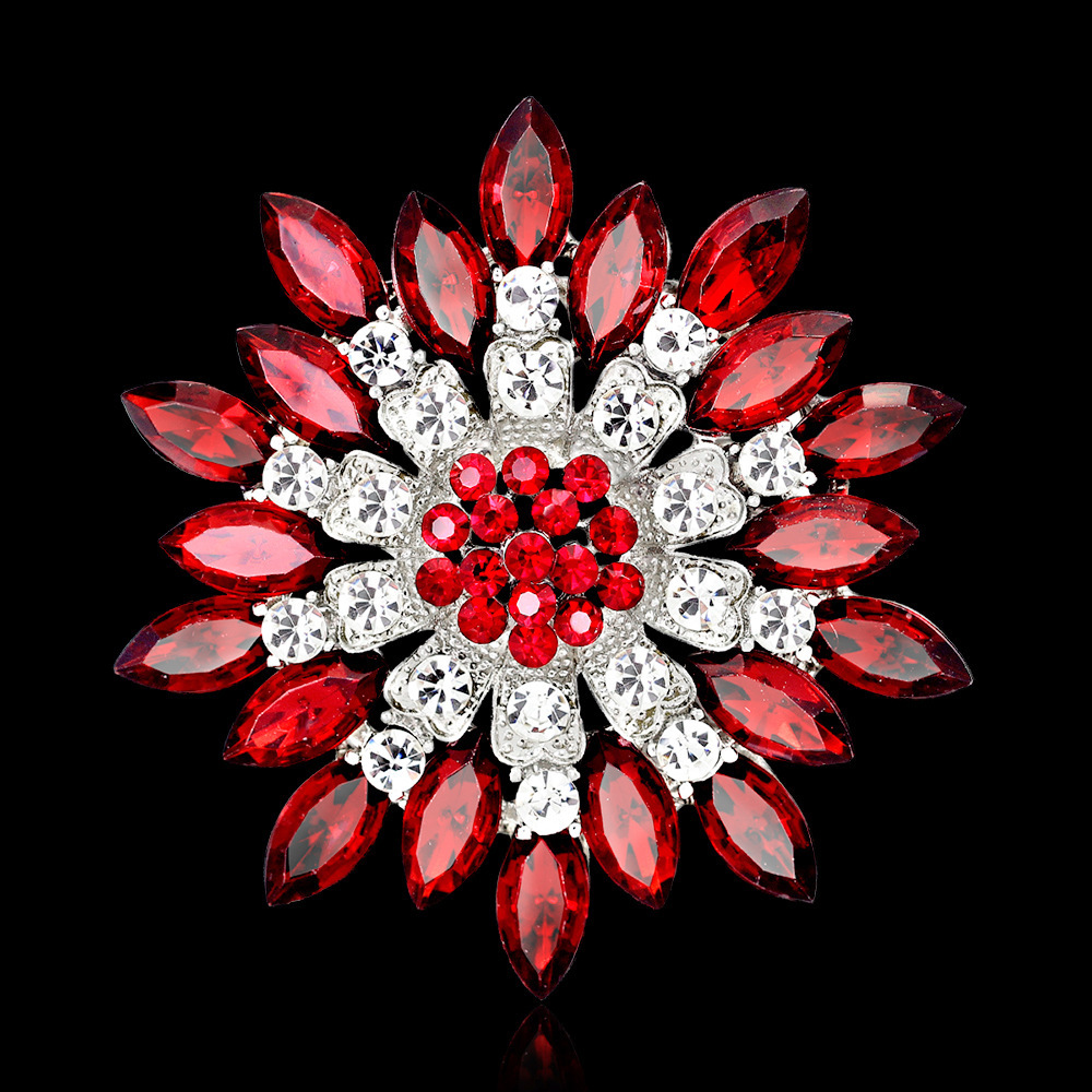 Wholesale Multi-layer Rhinestone Flower Brooch, Crystal Floral Lapel Pin