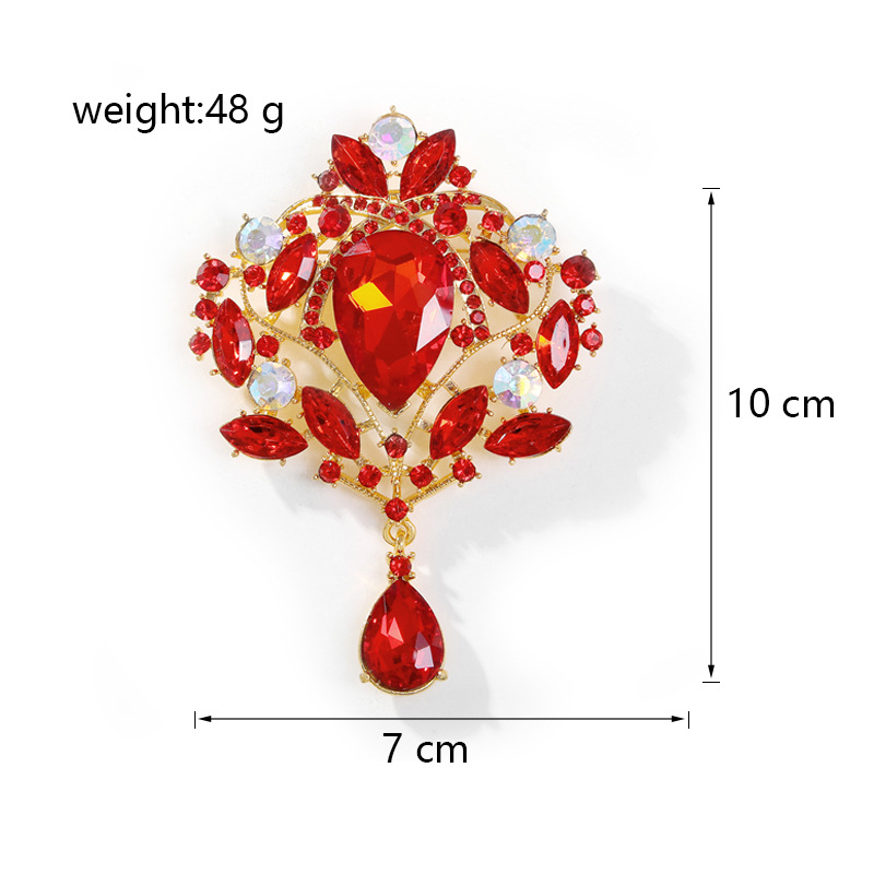 Wholesale Courtly Vintage Rhinestone Brooch, Teardrop Crystal Lapel Pin