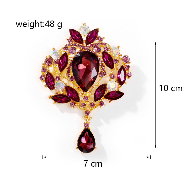 Wholesale Courtly Vintage Rhinestone Brooch, Teardrop Crystal Lapel Pin
