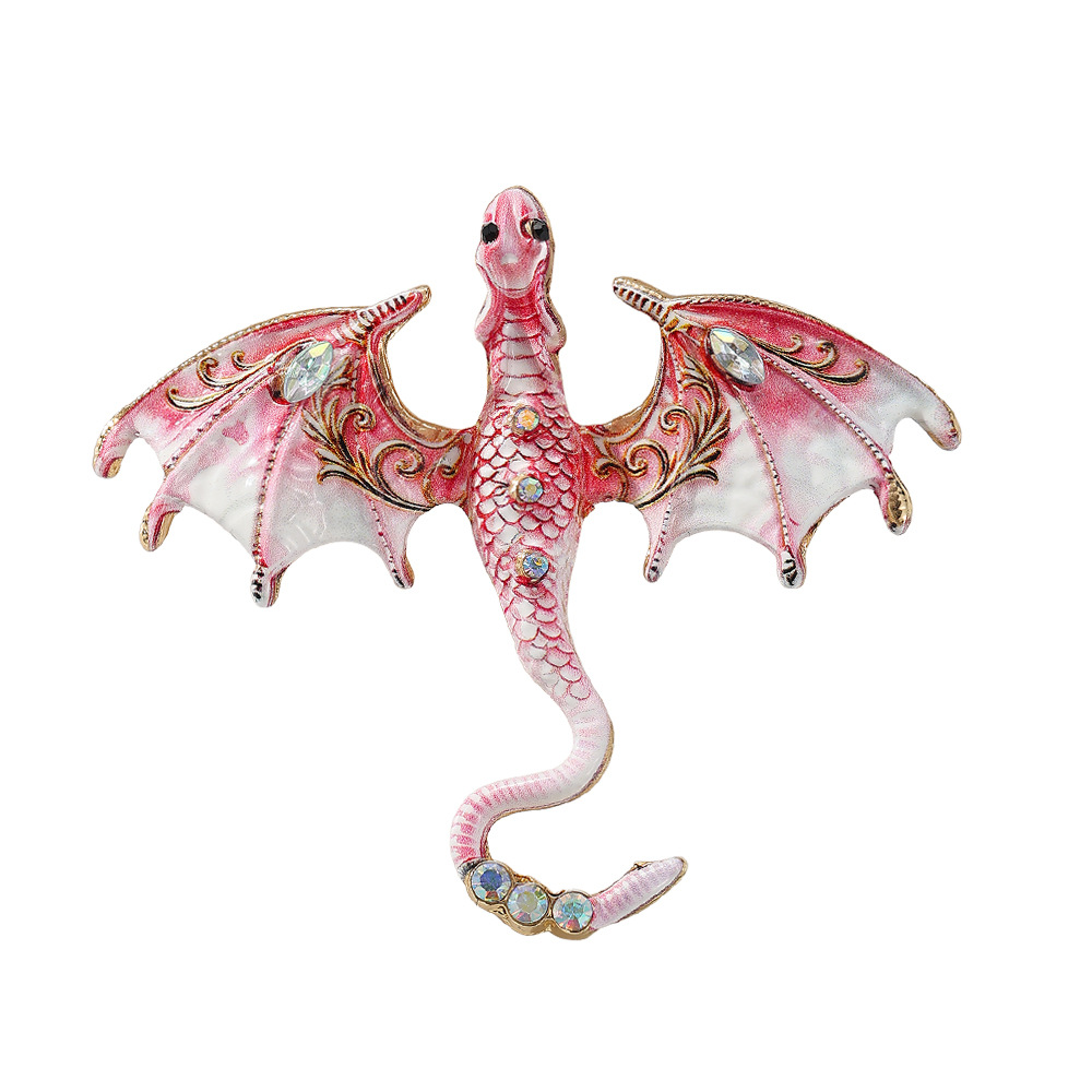 Wholesale Flying Dragon Enamel Brooch, Animal Rhinestone Lapel Pin