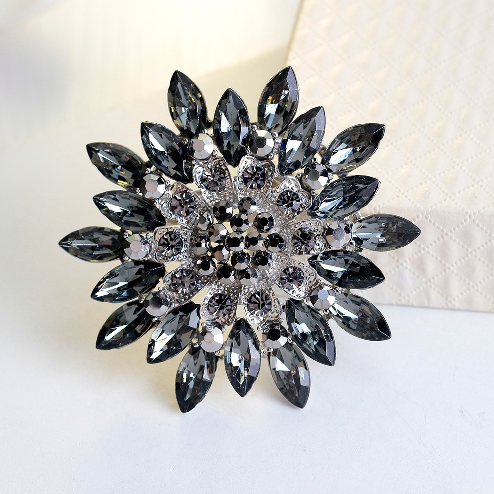 Wholesale Multi-layer Rhinestone Flower Brooch, Crystal Floral Lapel Pin