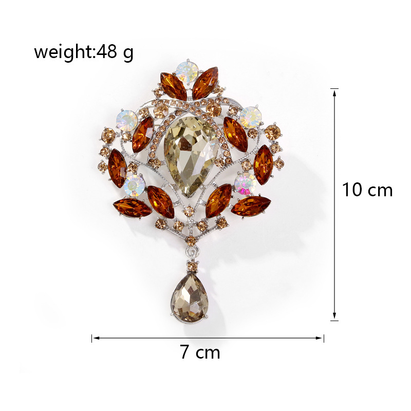 Wholesale Courtly Vintage Rhinestone Brooch, Teardrop Crystal Lapel Pin