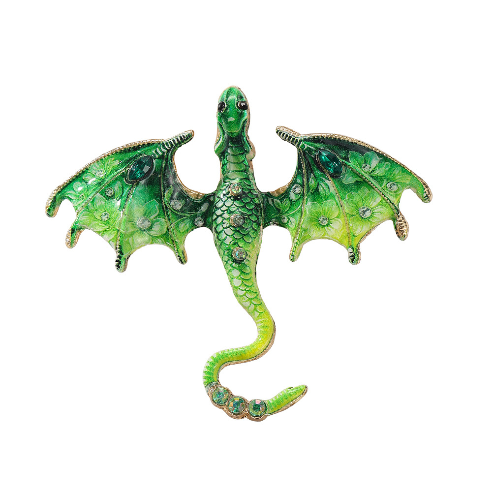 Wholesale Flying Dragon Enamel Brooch, Animal Rhinestone Lapel Pin