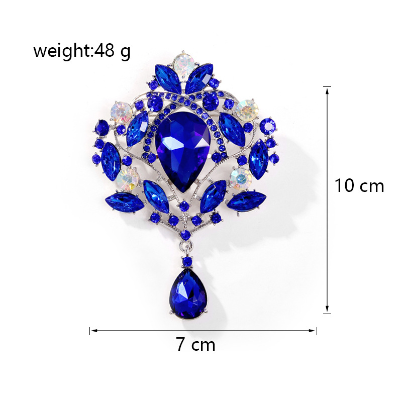 Wholesale Courtly Vintage Rhinestone Brooch, Teardrop Crystal Lapel Pin