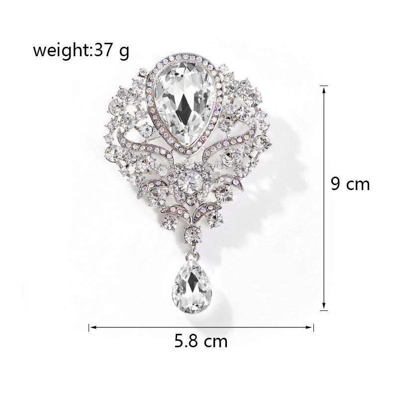 Wholesale Teardrop Rhinestone Brooch, Vintage Crystal Lapel Pin for Women