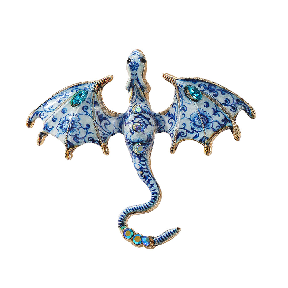 Wholesale Flying Dragon Enamel Brooch, Animal Rhinestone Lapel Pin