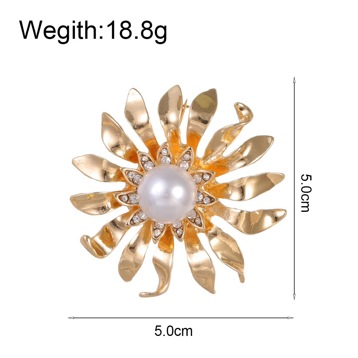 Wholesale Sunflower Brooch & Lapel Pin, Rhinestone Flower Pearl Pin