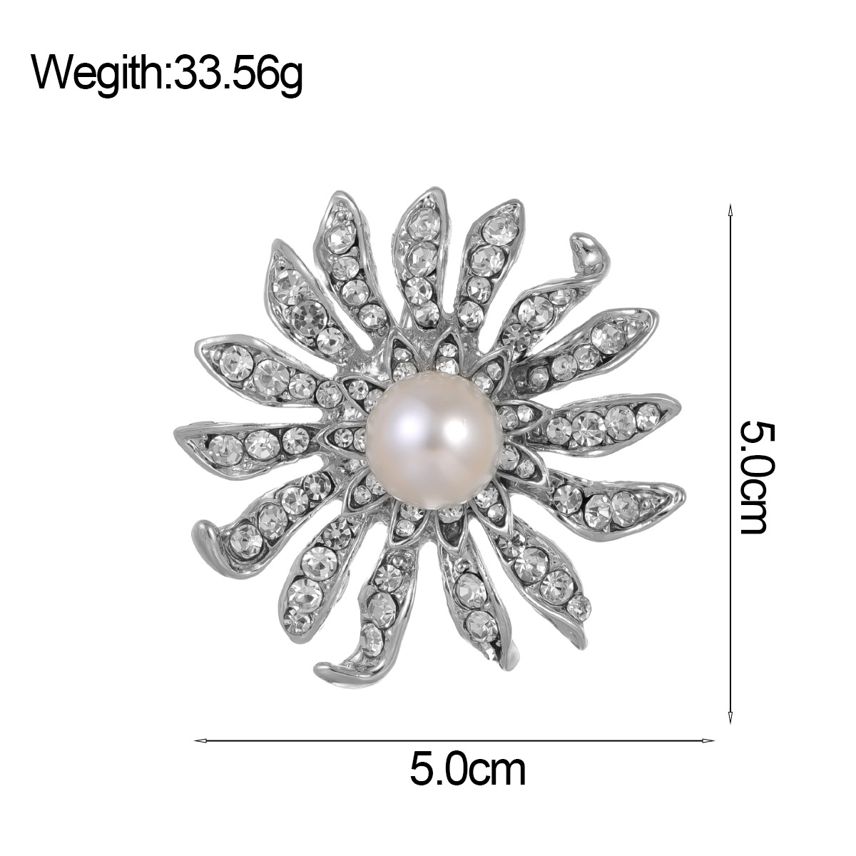 Wholesale Sunflower Brooch & Lapel Pin, Rhinestone Flower Pearl Pin