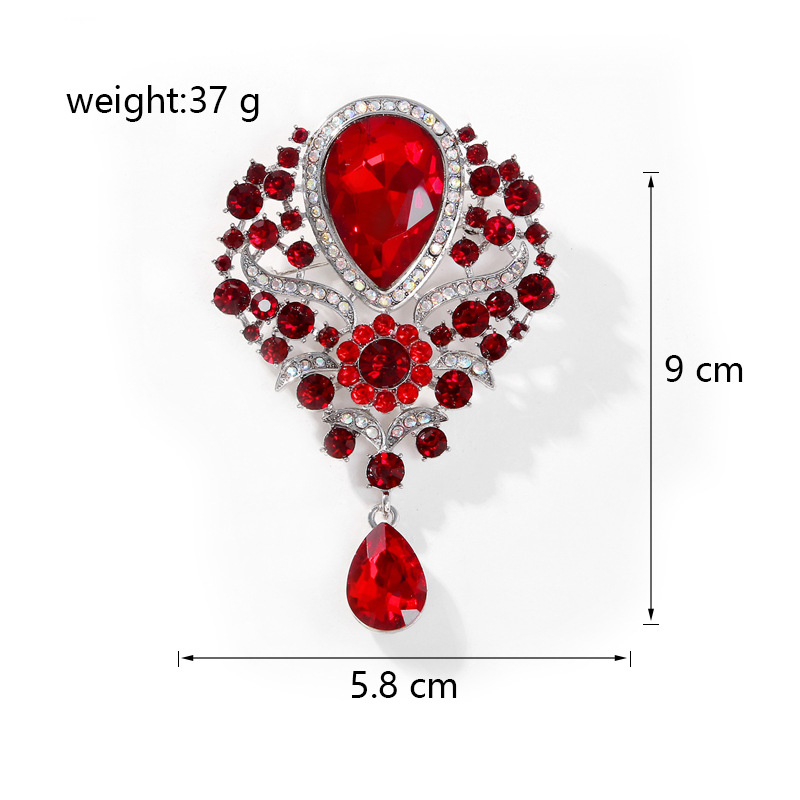 Wholesale Teardrop Rhinestone Brooch, Vintage Crystal Lapel Pin for Women