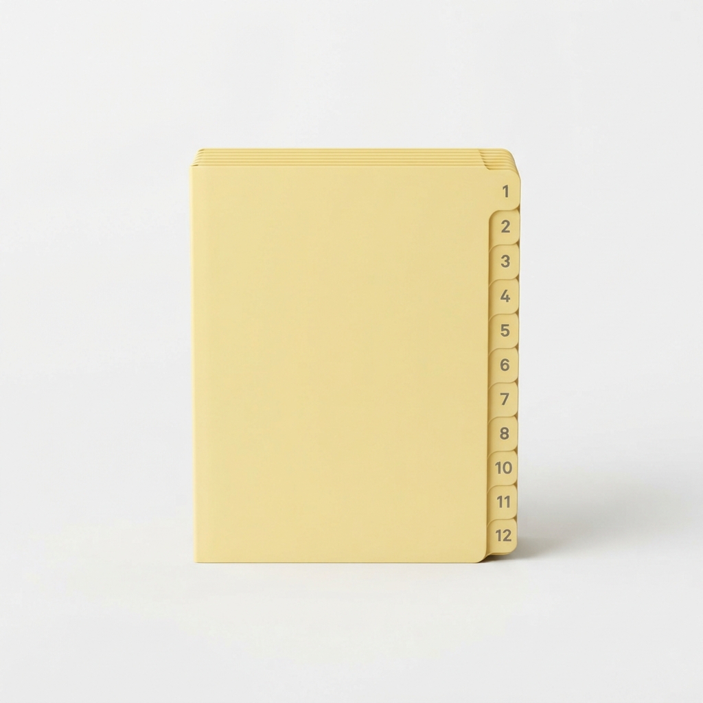 Lightyellow A5 tab dividers set for binders