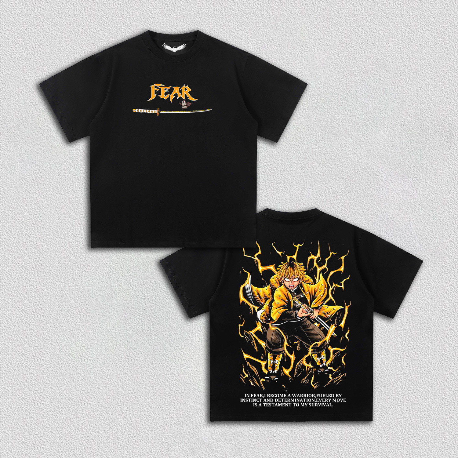 ZENITSU DEMON SLAYER UNISEX WASHED T-SHIRT-[DS]