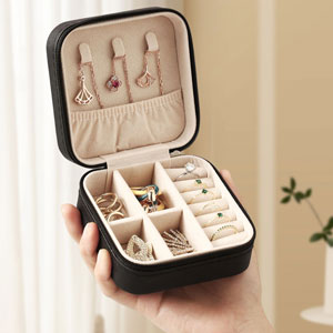 Travel jewelry box only the size of a palm of your hand