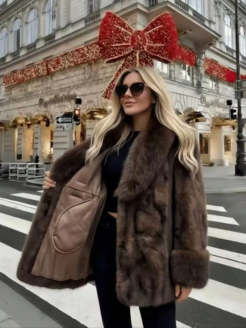 Women's Faux Fur Coat, Winter Fashion Long Sleeve Jacket, Casual Warm Outerwear, Stylish Daily Wear, Perfect for Cold Weather
