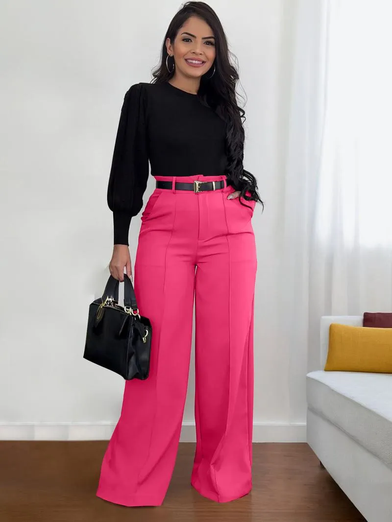 Women's Autumn New Commuter Casual Versatile Khaki Solid Color Draped Suit Pants Loose Straight Long Pants