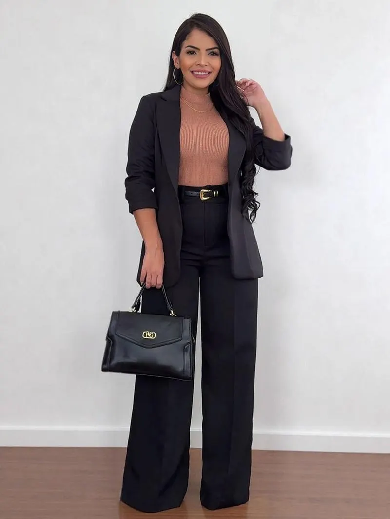 Women's Autumn New Commuter Casual Versatile Khaki Solid Color Draped Suit Pants Loose Straight Long Pants