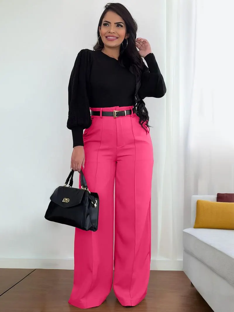 Women's Autumn New Commuter Casual Versatile Khaki Solid Color Draped Suit Pants Loose Straight Long Pants
