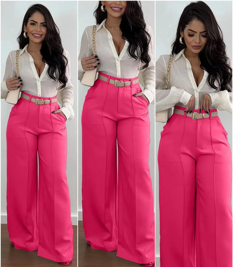 Women's Autumn New Commuter Casual Versatile Khaki Solid Color Draped Suit Pants Loose Straight Long Pants