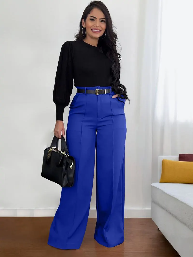 Women's Autumn New Commuter Casual Versatile Khaki Solid Color Draped Suit Pants Loose Straight Long Pants
