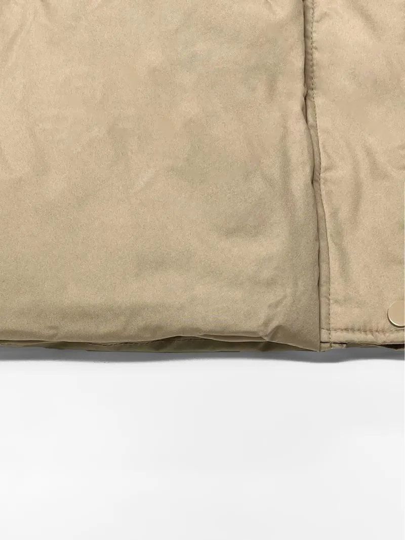 Versatile Plain Hooded Zip-Up Side Pocket Cotton Vest
