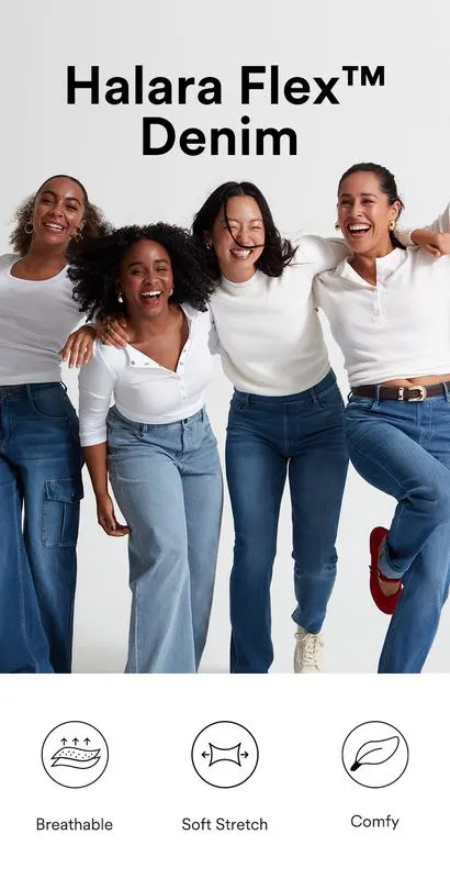 Halara Flex High Waisted Multiple Pockets Baggy Wide Leg Washed Stretchy Knit Casual Jeans#TikTokShopBacktoSchool