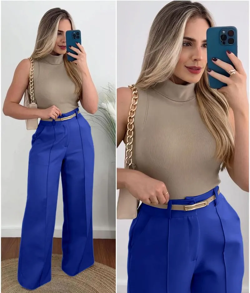 Women's Autumn New Commuter Casual Versatile Khaki Solid Color Draped Suit Pants Loose Straight Long Pants
