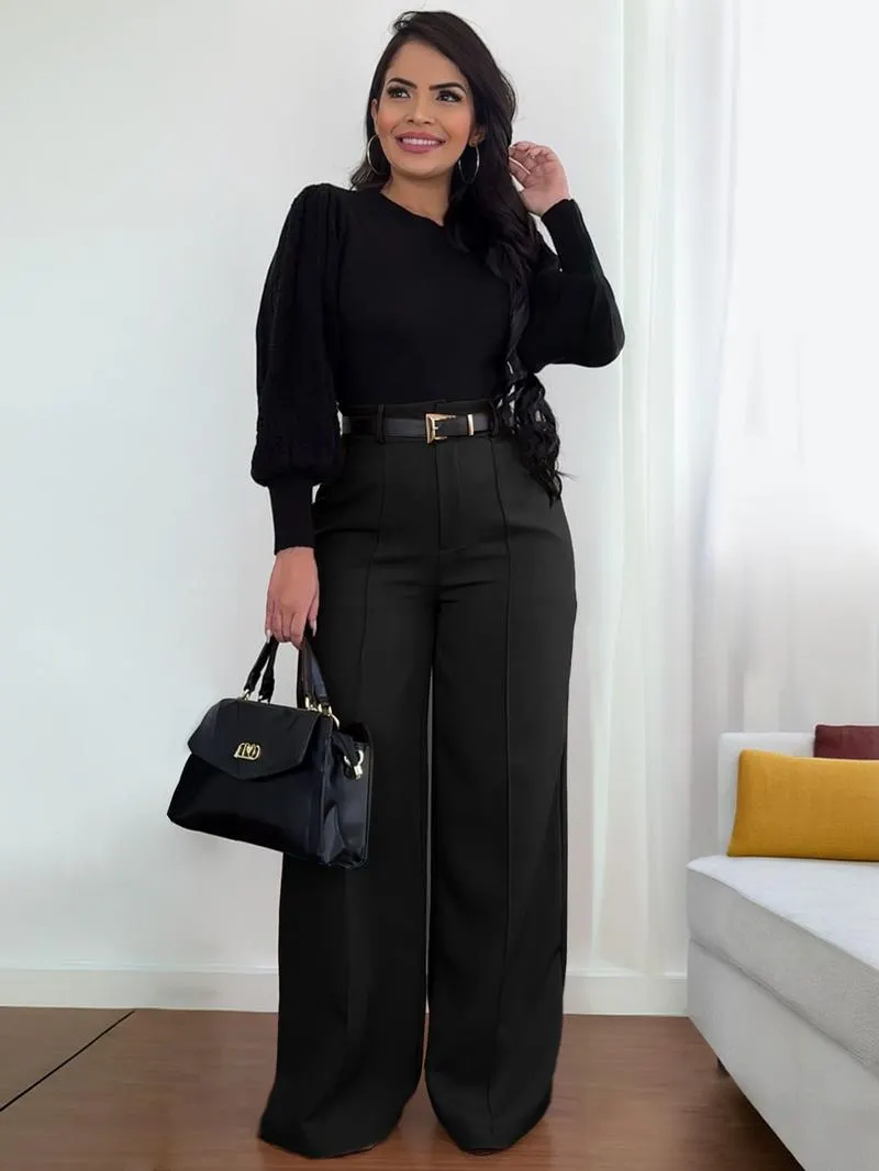 Women's Autumn New Commuter Casual Versatile Khaki Solid Color Draped Suit Pants Loose Straight Long Pants