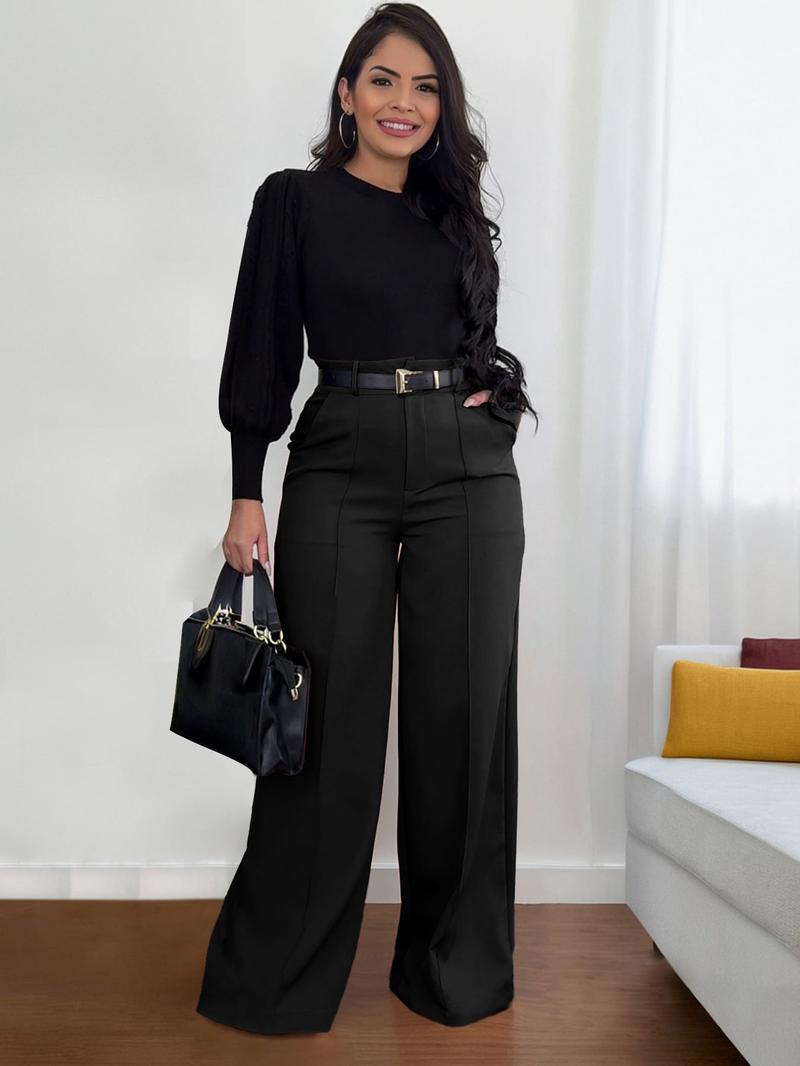 Women's Autumn New Commuter Casual Versatile Khaki Solid Color Draped Suit Pants Loose Straight Long Pants