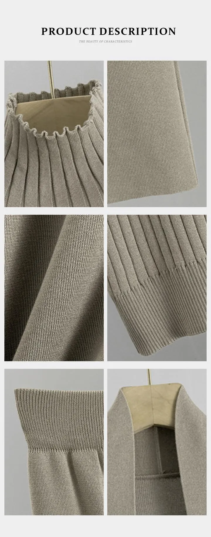 Trendy Knit Turtle Neck Tank & Wide Leg Trousers with Open-front Long Cardigan Three-piece Clothes Sets, Casual Womenswear
