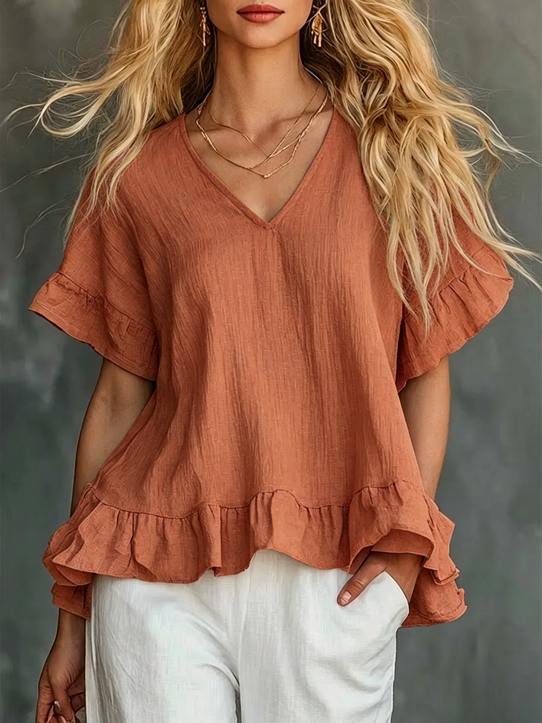 NEW ARRIVALS🔥 Women's Cozy Ruffled Cotton Shirt Top