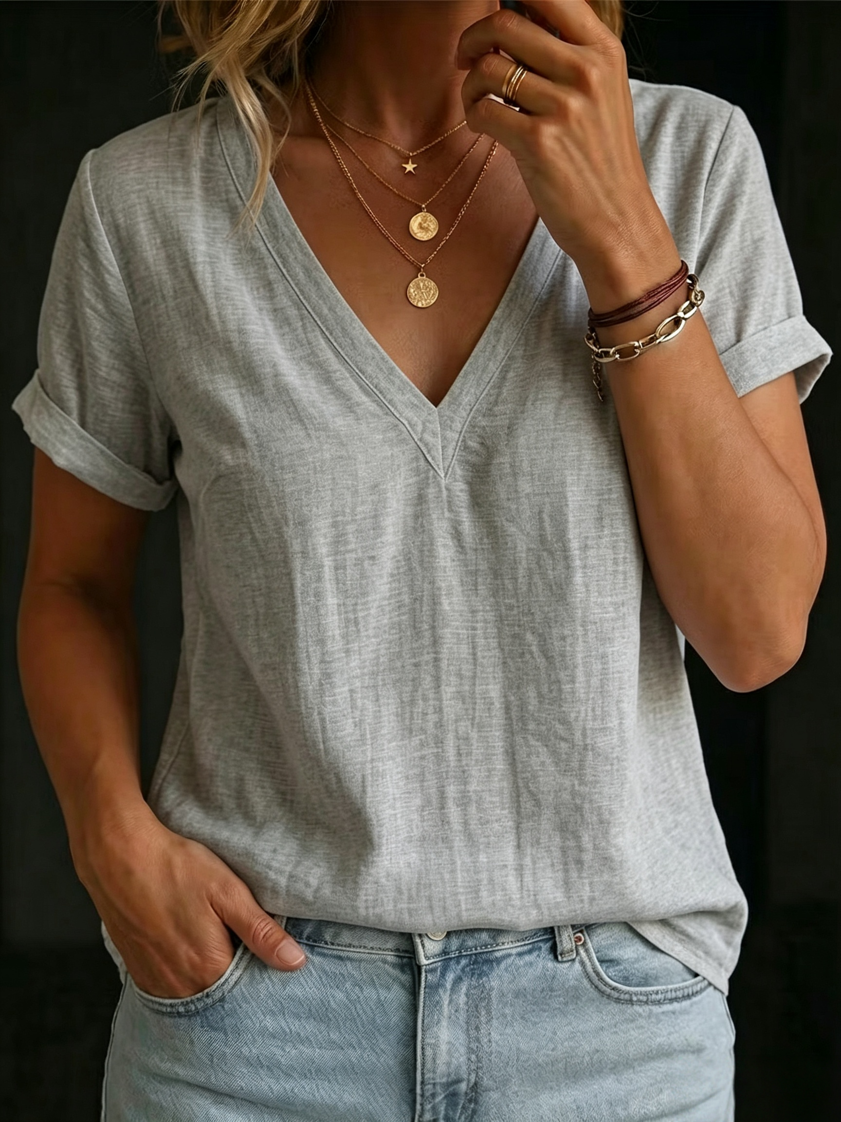 Women's V-neck Short-sleeve Top