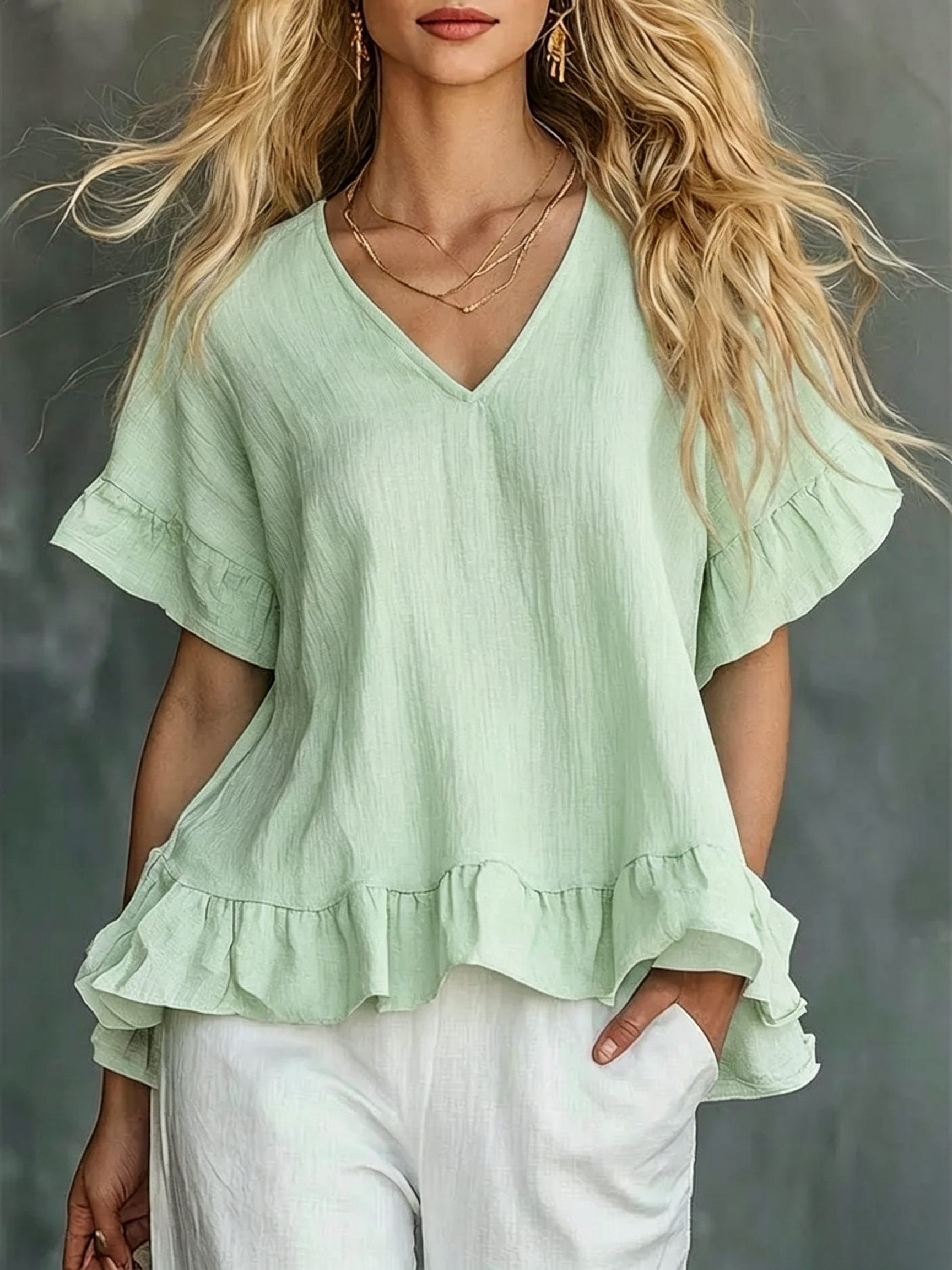 NEW ARRIVALS🔥 Women's Cozy Ruffled Cotton Shirt Top