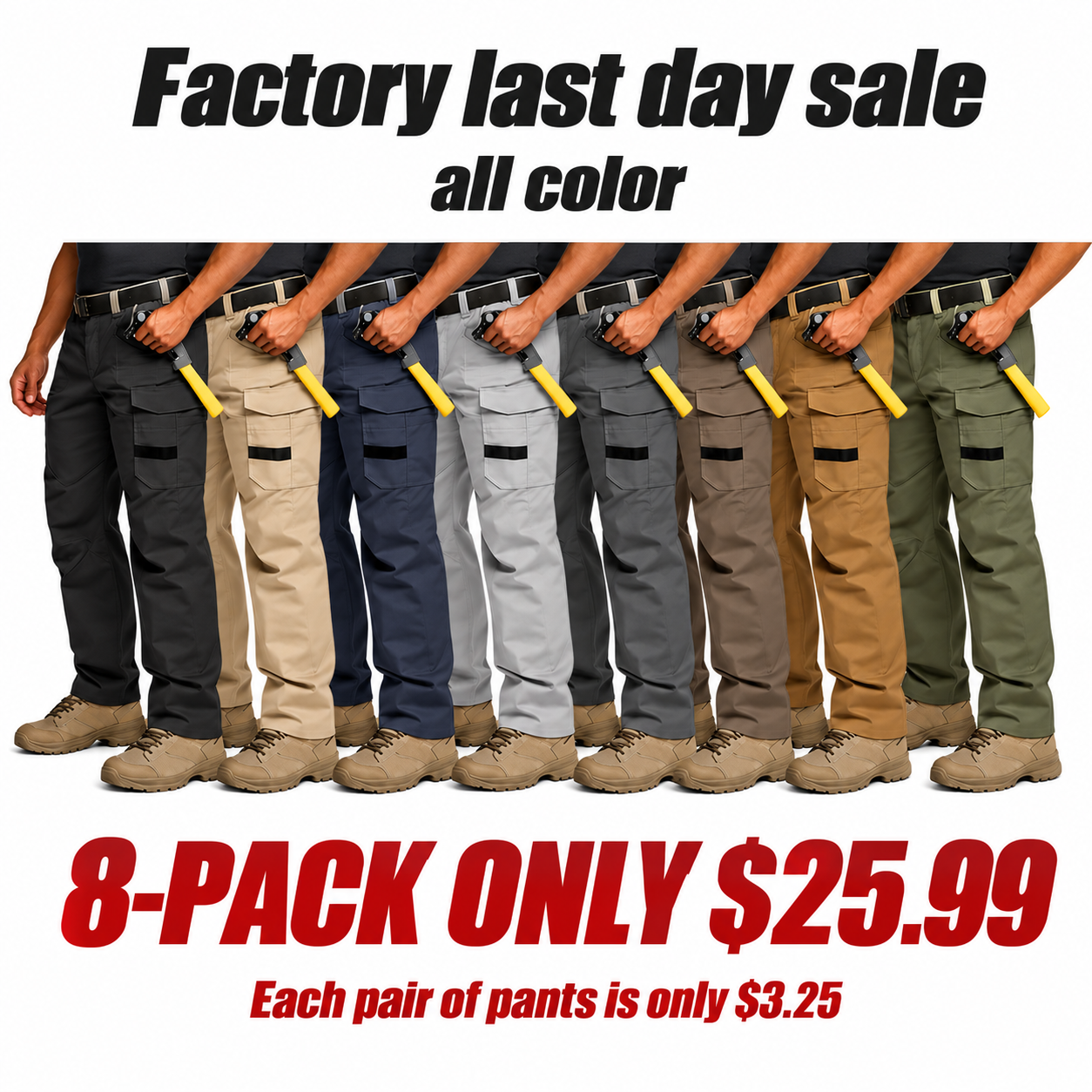 Men's Flex Stretch Tactical Pants, Water Resistant Ripstop Cargo Pants