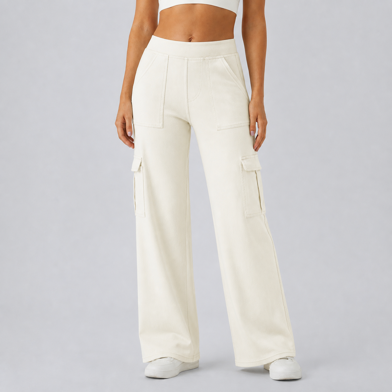 Women's Mid-Rise Stretchy Knit Denim Straight-Leg Cargo Jeans Bundle