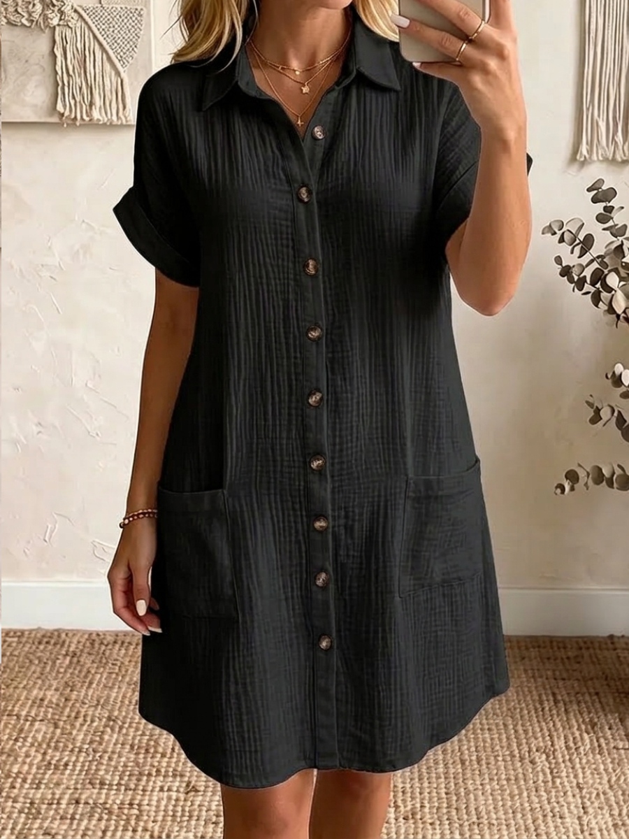 NEW ARRIVALS🔥 Women's Cozy Lapel Button-front Cotton-linen Dress