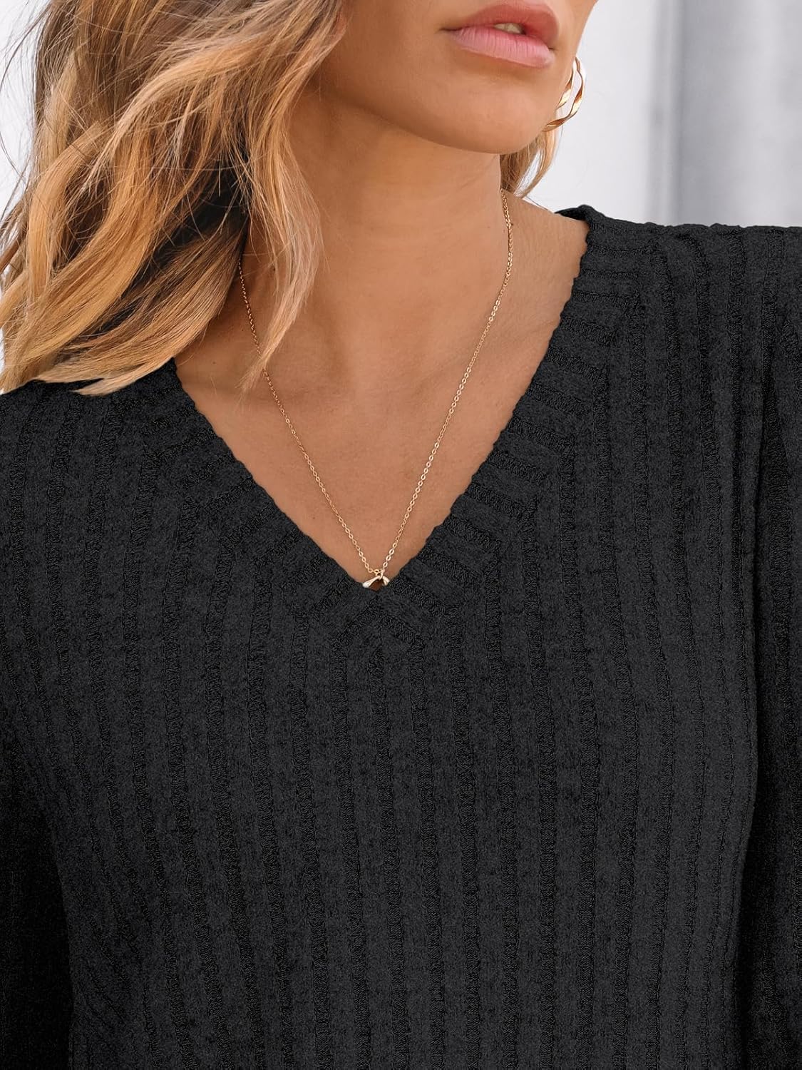 🔥Trendy Women’s V Neck Long Sleeve Tunic Sweater Fall 