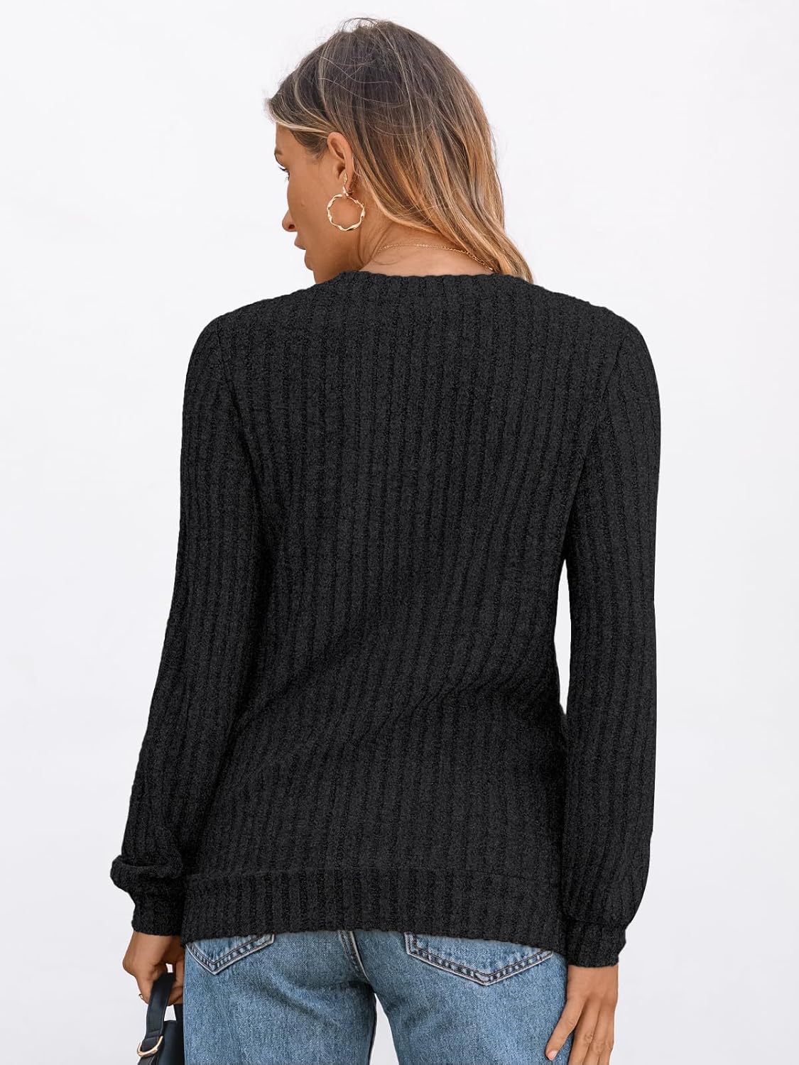 🔥Trendy Women’s V Neck Long Sleeve Tunic Sweater Fall 
